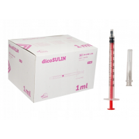 Strzykawki do insuliny z igłą 0,40x13mm, 1ml - 100 sztuk